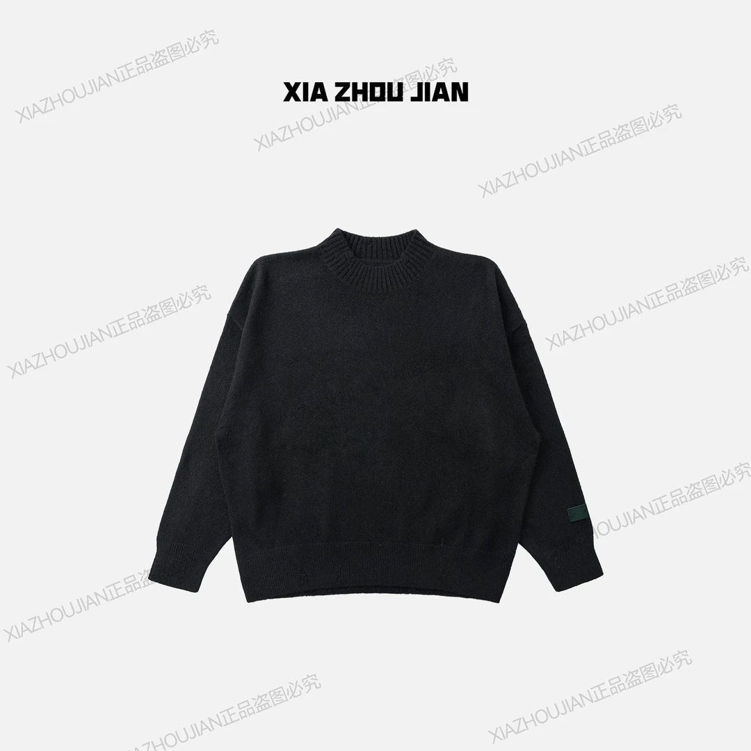 【下周见】24A/W 羊毛混纺纱线 高智风纯色套头毛衣阔版针织上衣