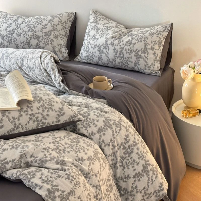 POCKET PIG/布袋猪 繁花 高支高密纯棉水洗棉色织提花床单四件套