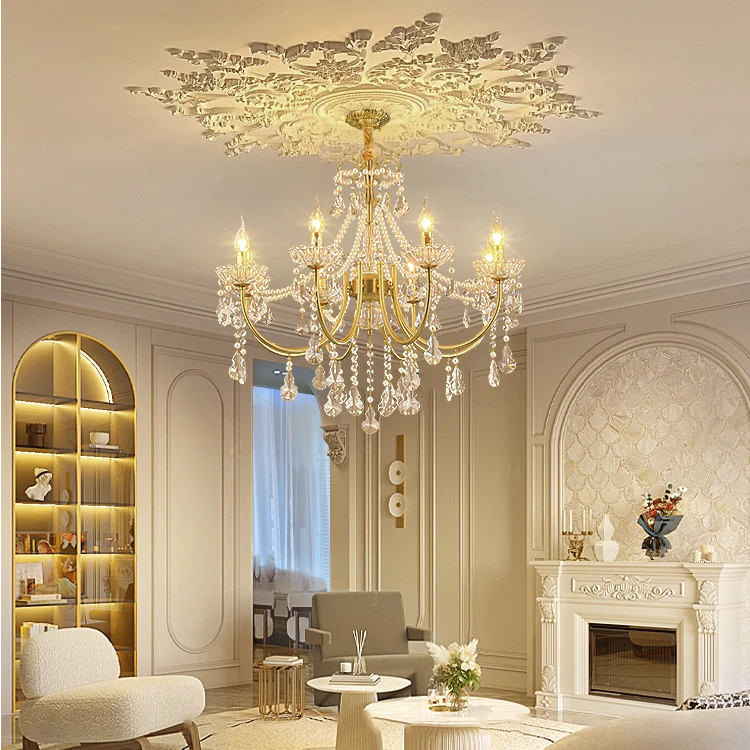 法式中古风客厅吊灯高级感美式大厅水晶灯复古浪漫大气卧室餐厅灯
