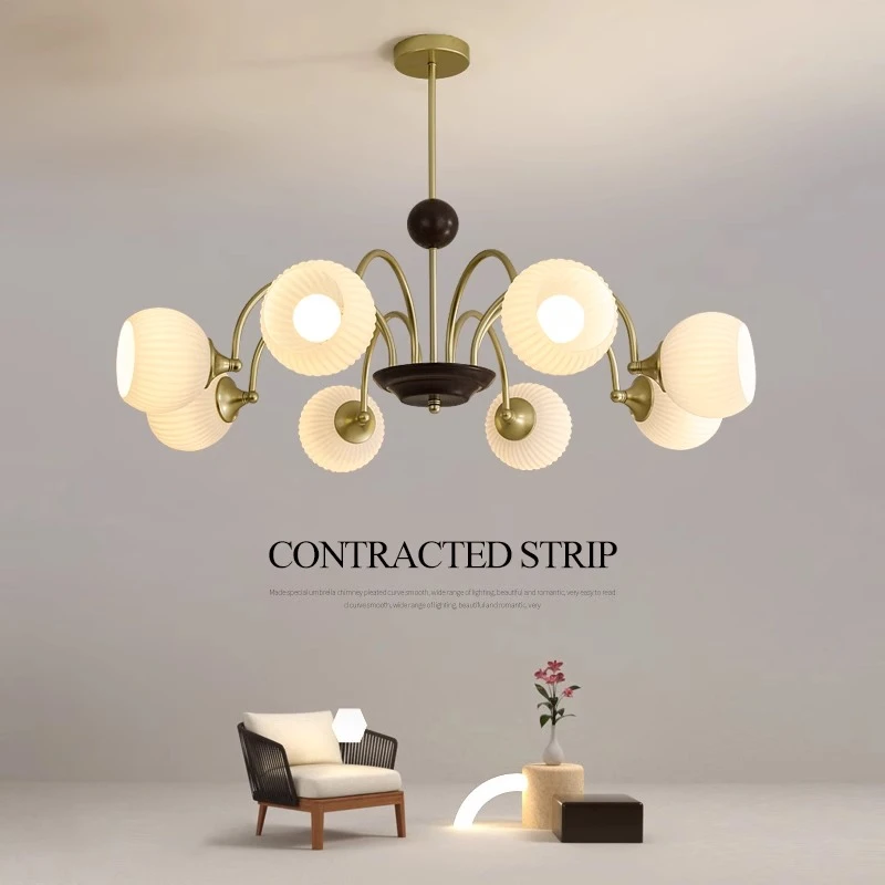 中古风格创意多头客厅吊灯复古卧室餐厅灯北欧轻奢圆球书房灯具