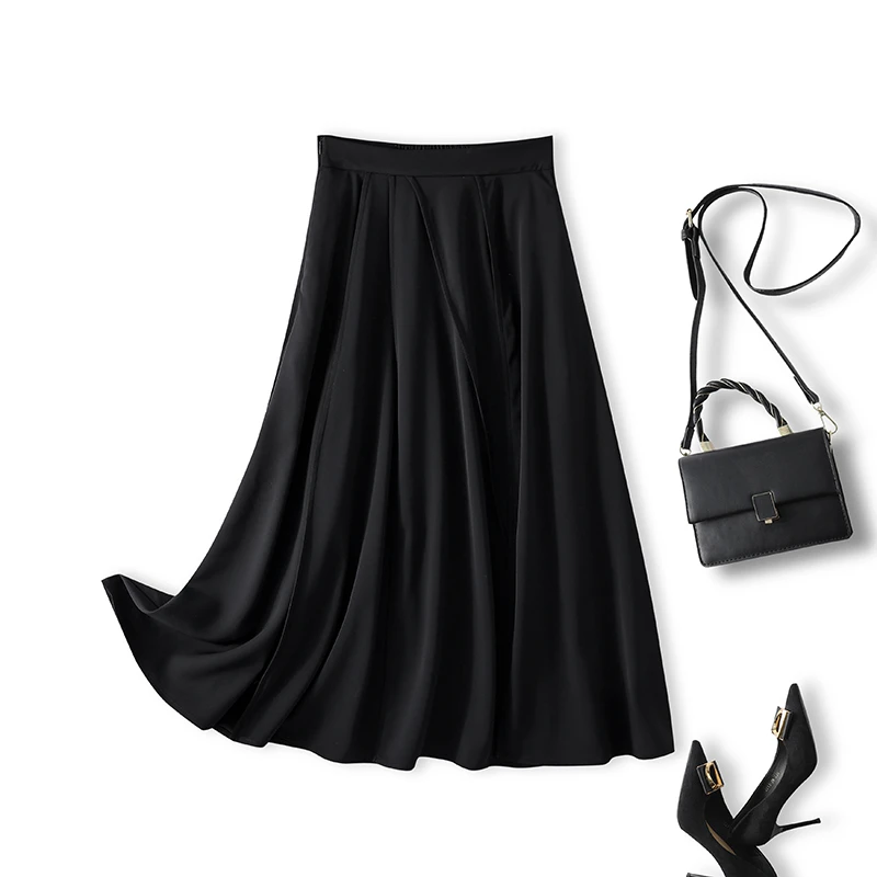 【千韵伊然】气质高腰大摆A字遮胯显瘦中长款半身裙0543