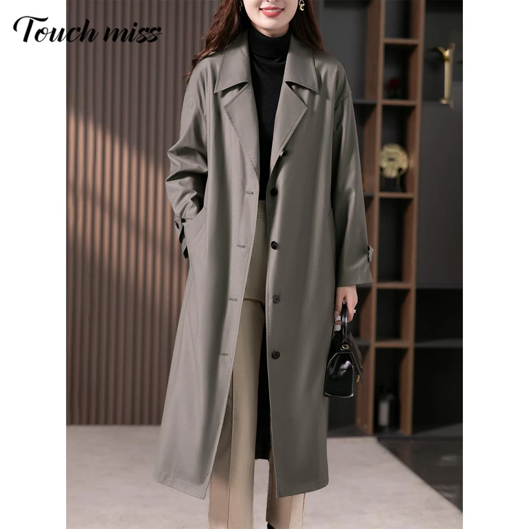 TOUCH MISS 高级感中长款时尚风衣女2025年休闲新款韩版宽松气质