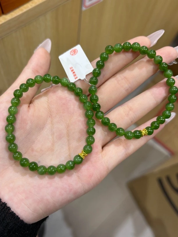 0138和田玉碧玉约6mm单圈手串 多样性发其一