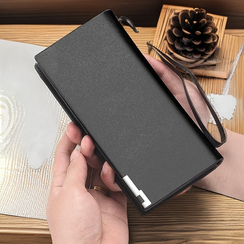 新潮流手机零钱包时尚男手包拉链皮夹多功能驾驶证手拿包男士钱包