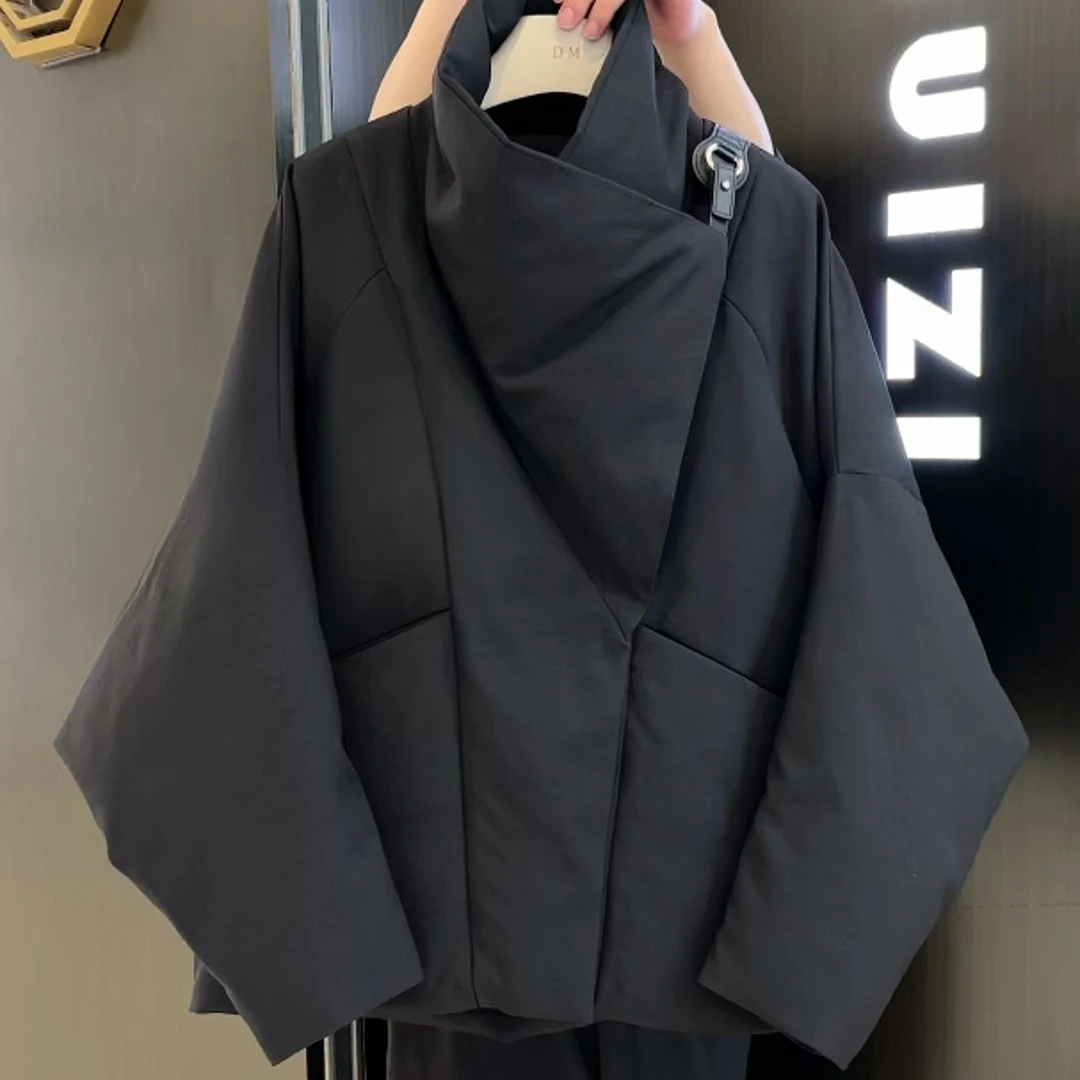 独特超好看黑色气质棉服女2024冬季新款欧货高端洋气立领厚外套