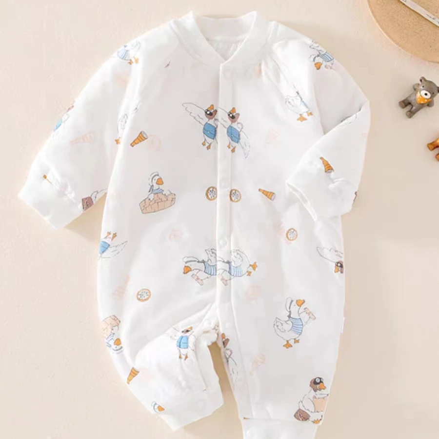 睡衣春秋长袖婴儿纯棉宝宝连体衣新生儿幼儿薄款新生婴儿童加厚