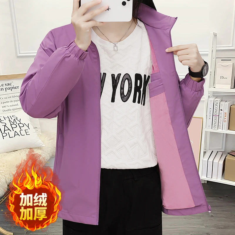 冬季外套女秋冬运动防水透气上衣情侣中老年加绒加厚登上服风衣