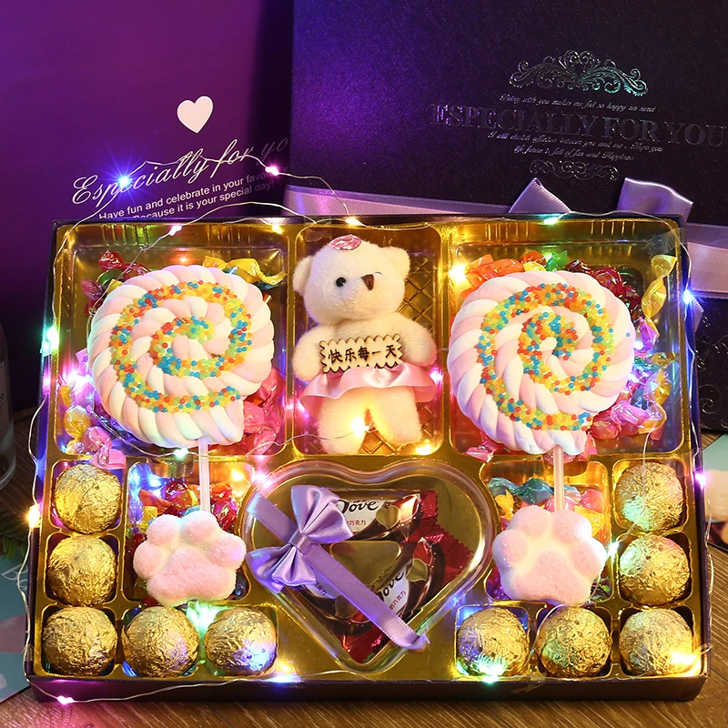 七夕情人节棒棒糖礼盒糖果零食礼包送孩子小朋友闺蜜女友生日礼盒