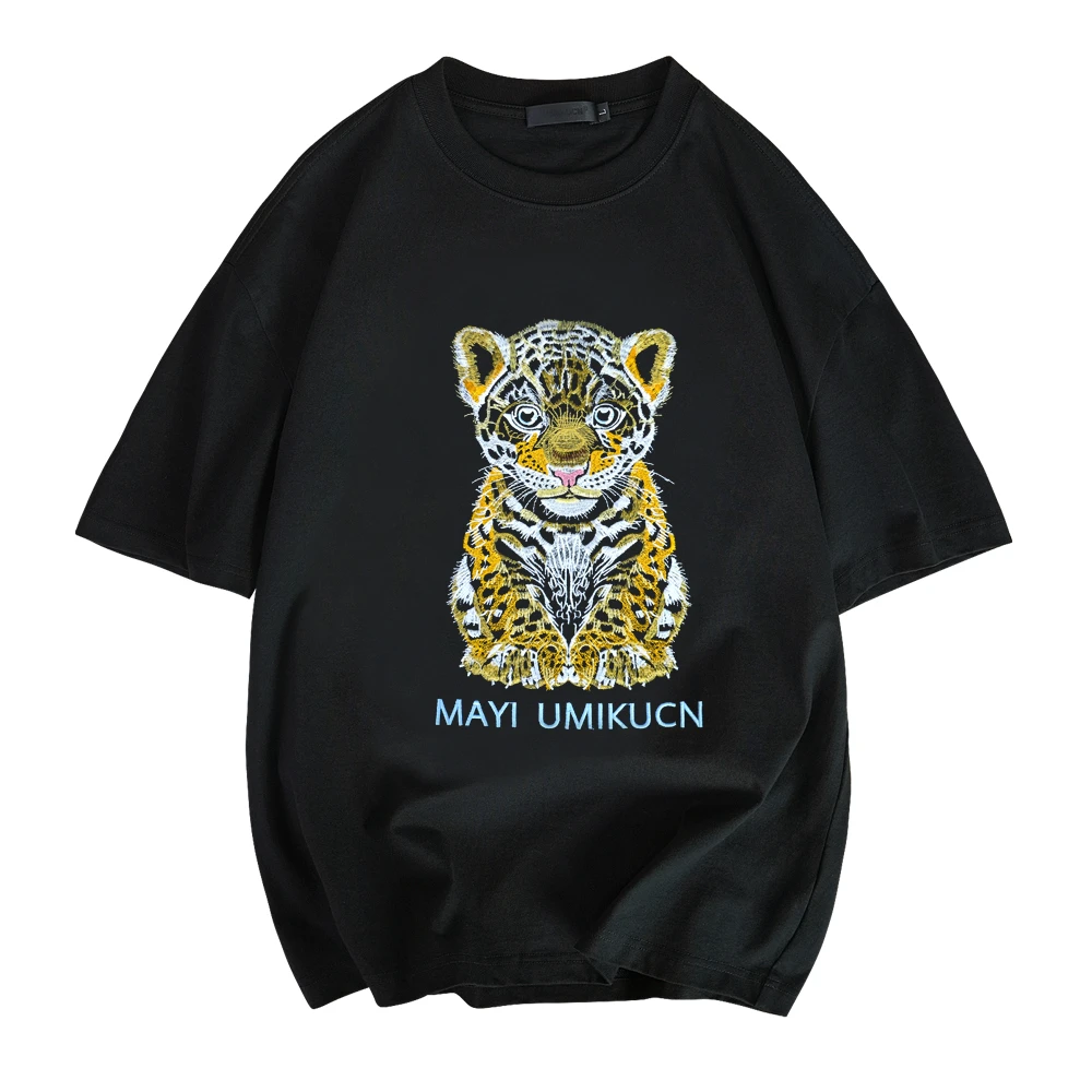 【夜光小老虎】重磅100棉重工刺绣国潮纯棉宽松显瘦短袖发光T恤