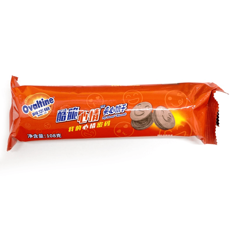 阿华田Ovaltine酷脆心情夹心饼干108g/袋装包装 巧克力味糕点饼干