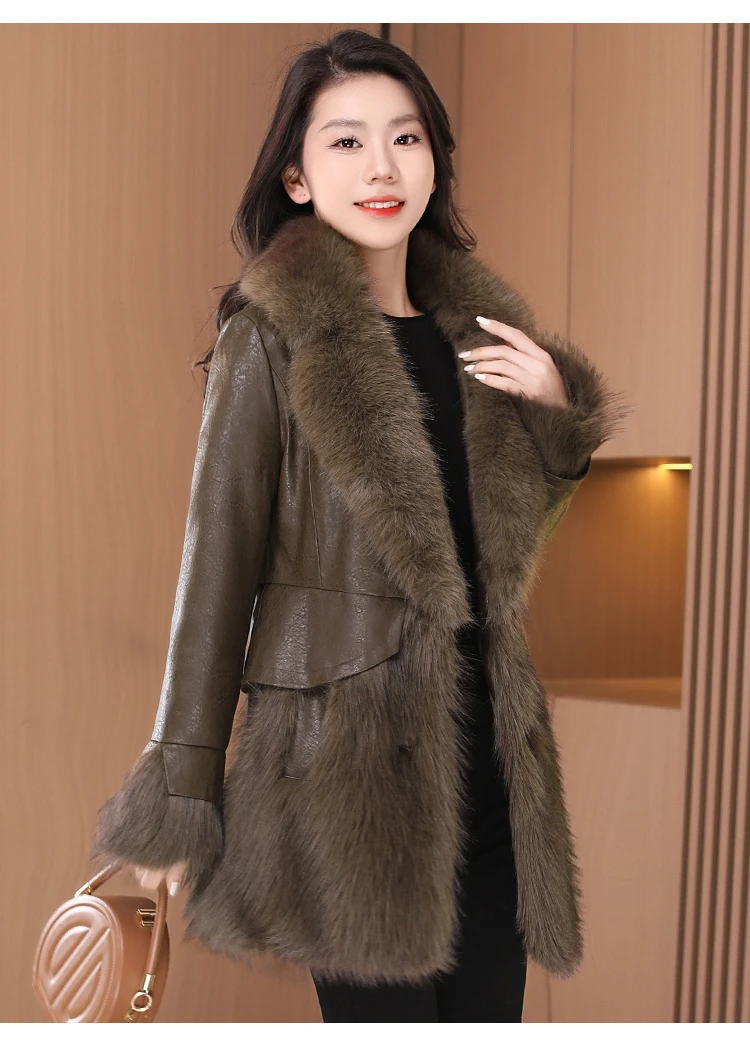 海宁皮草羽绒服女冬季2025新款爆款洋气中长款皮毛一体派克服外套