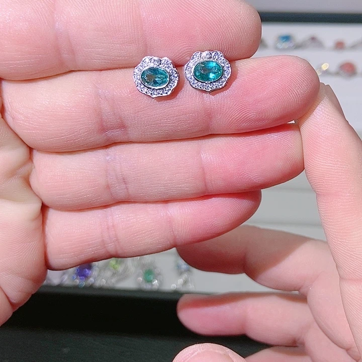 绿水晶戒圈银S925镶嵌