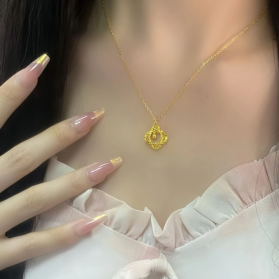 钛钢项链 织梦网四叶花项链女时尚ins轻奢气质精美锁骨链七夕礼物