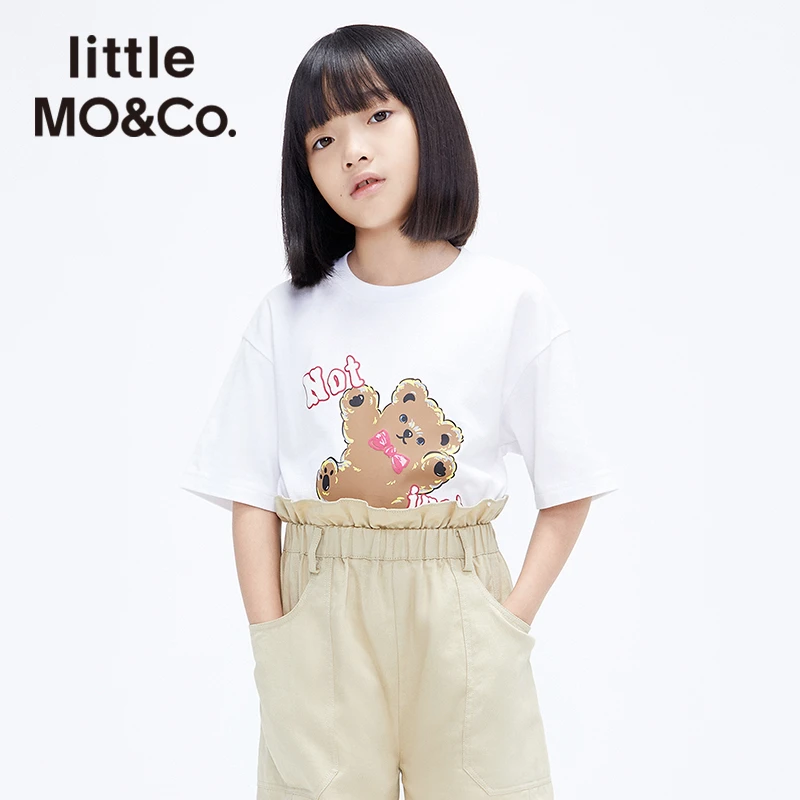 littlemoco童装夏季男女童小熊印花短袖T恤宽松上衣#KBA2TEE037