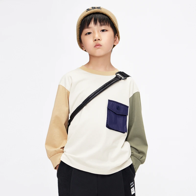 littlemoco童装22秋装男童抗菌机能风拼色长袖T恤#KBB3TEE006