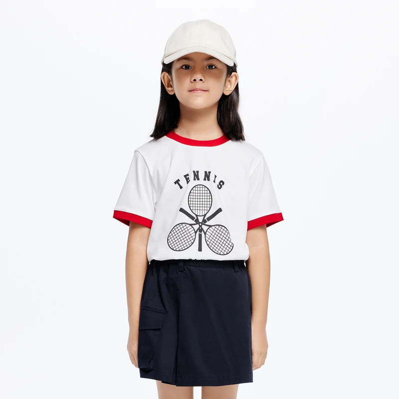 littlemoco童装24夏装新款男女童速干网球运动短袖T恤#KBD2TEE005