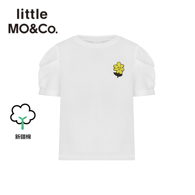 littlemoco童装春夏女童百搭纯棉短袖T恤印花圆领上衣#KBB2TEET43