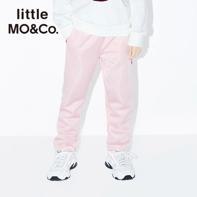 little moco童装儿童休闲裤logo织带运动长裤时尚童裤#KBO3PATT04