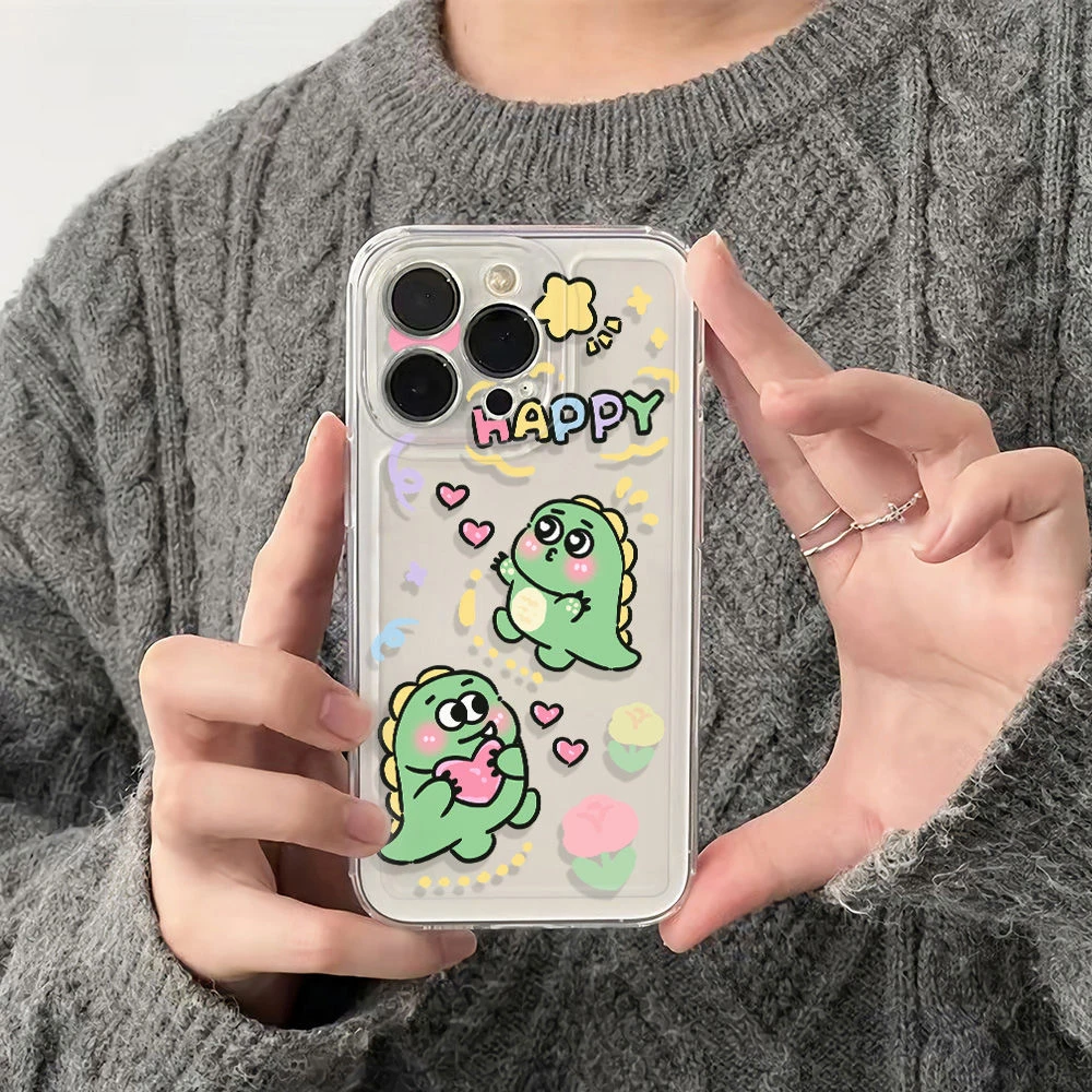 可爱萌萌小恐龙苹果14手机壳iPhone13Pro全包12/11Pro透明7/8软壳