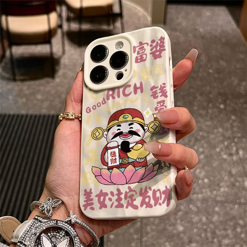 新年八方来财793苹果15/14/13褶皱新款软胶个性新款11/xs/xr软壳