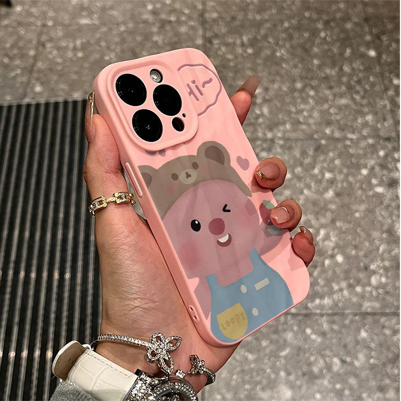 粉海狸LY苹果15/14/13褶皱高级软壳ins风简约个性11/xs/xr软壳