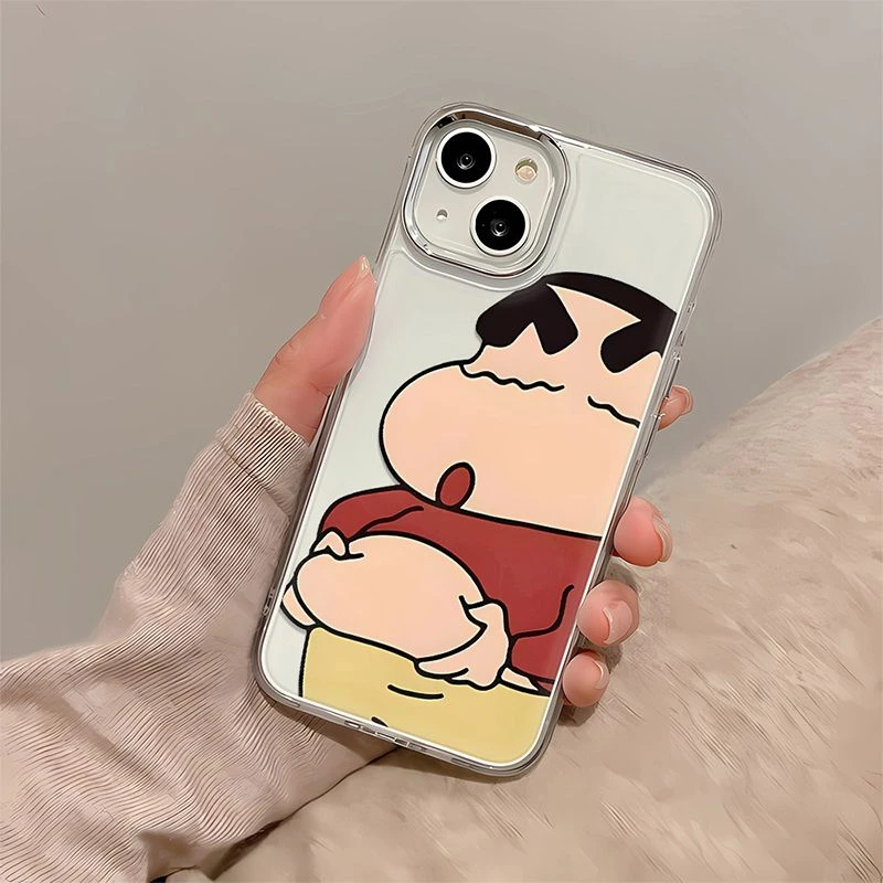 小新捏肚子卡通iPhone14promax透明苹果12/11/8手机壳防摔创意xr