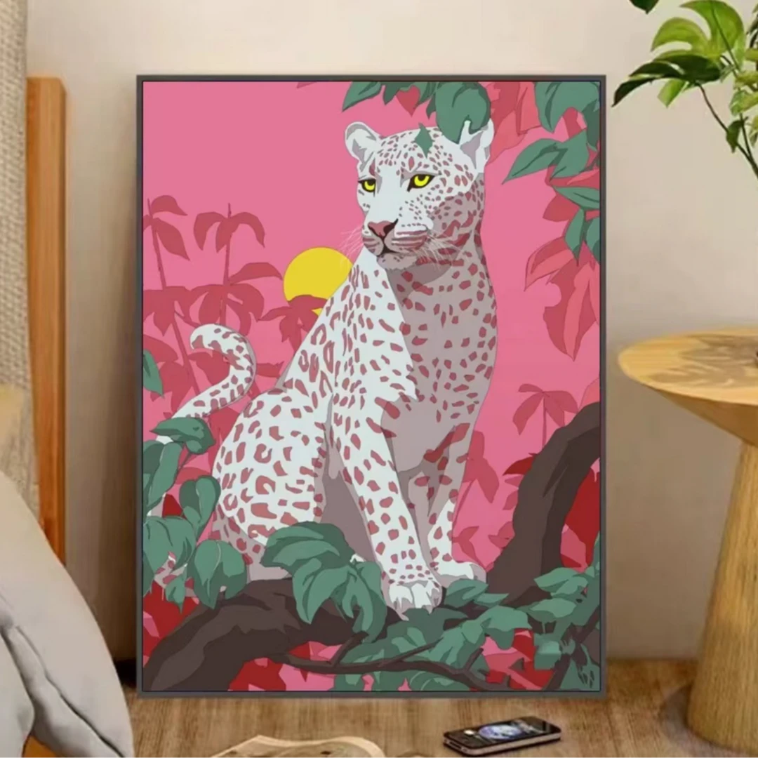 入户玄关装饰画客厅沙发背景墙挂画轻奢现代餐厅粉豹子6080