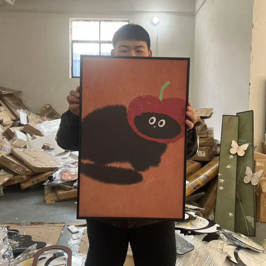 可爱猫咪客厅挂画卡通治愈系玄关装饰画现代简约卧室餐厅猫4060