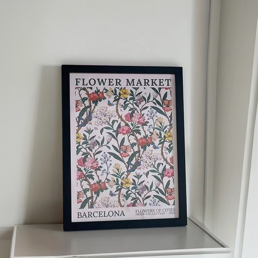 复古高端客厅装饰画沙发背景墙挂画桌面抽象花4060