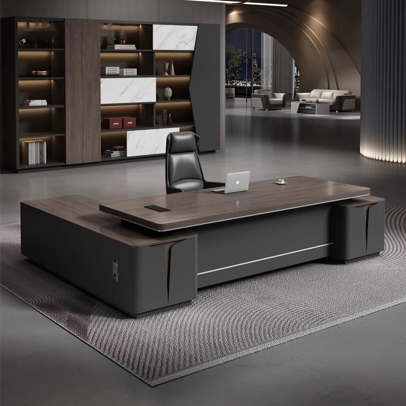 高端大气轻奢老板桌办公桌总裁大班台现代简约办公室家具桌椅组合