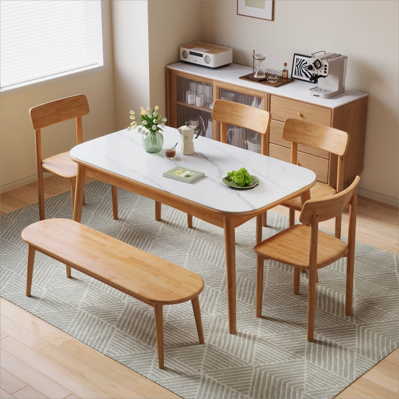 全实木餐桌椅组合饭桌小户型现代简约家用餐厅纯实木吃饭桌1桌4椅