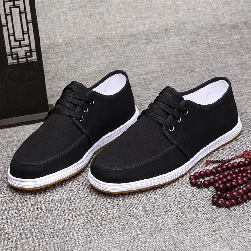 春秋季新款老北京千层底布鞋手工布鞋三眼系带加厚牛筋底休闲鞋