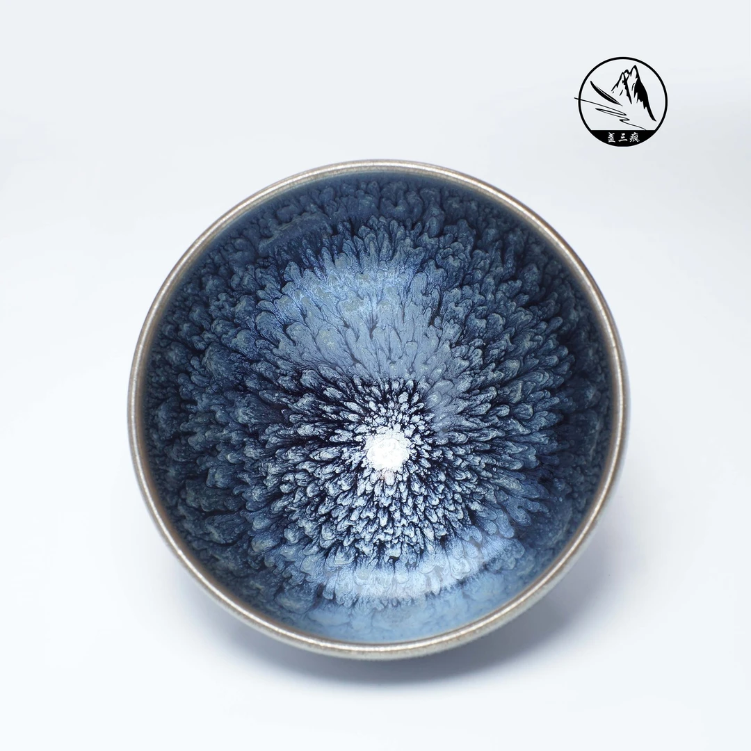 【银蓝百花】养彩神器博物馆收藏同款手工工艺茶器主人杯礼盒装建盏