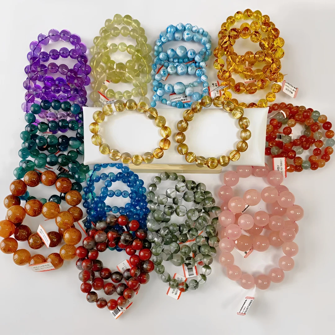 一号链接天然石水晶手串圆珠单圈多圈手链女男款尺寸齐多样性发一