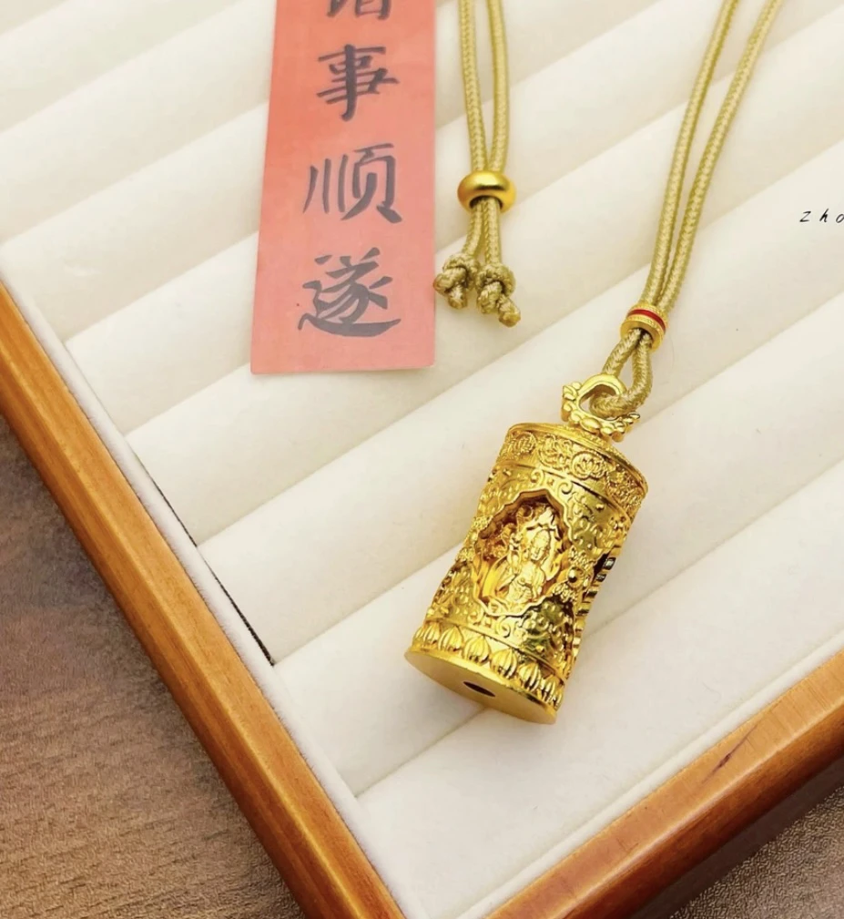 铜合金吊坠 铜合金古法复古转转八面佛吊坠雕刻男士手工