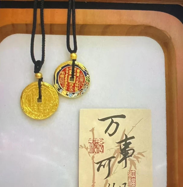 铜合金吊坠 合金吊坠 山鬼花钱实心双面雕刻老君平安扣国潮