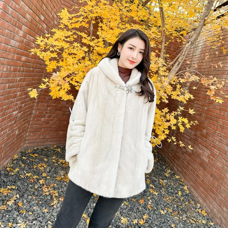 貂皮大衣女士皮草外套冬季保暖宽松韩版加肥新款年轻洋气减龄7610