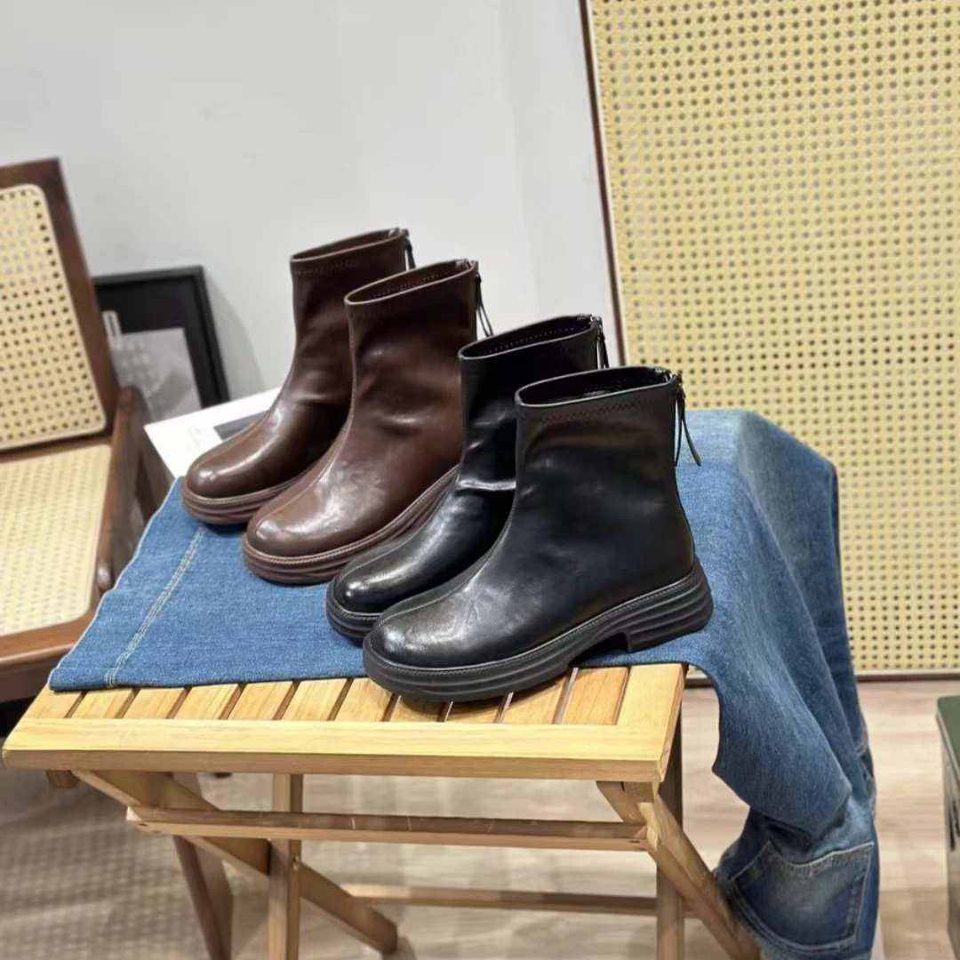 921秋冬秋季新款时尚休闲单靴圆头厚底瘦瘦靴