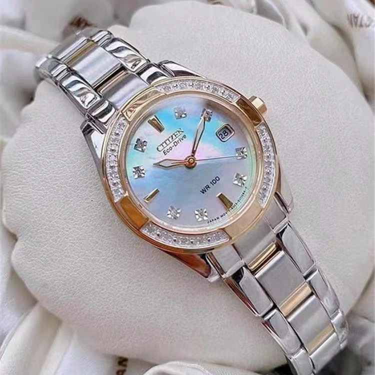CITIZEN ECO-DRIVE/西铁城光动能腕表间金色镶钻26mmEW1824-57Dnj