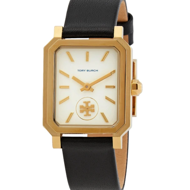 TORY BURCH/汤丽柏琦女士石英表 黑皮方表金色27x29mm TBW1504