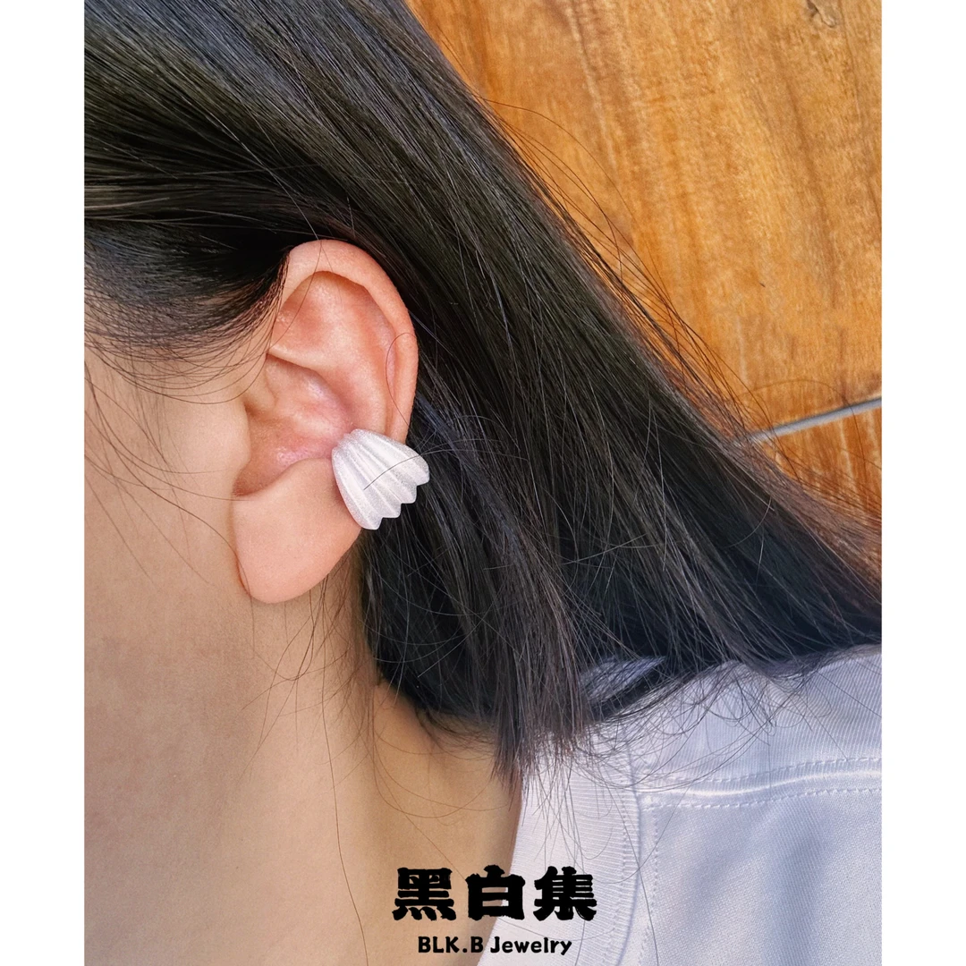 925银耳饰 奶油耳骨夹单只X09