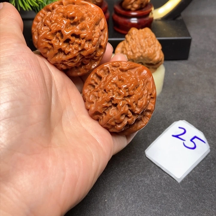 文玩核桃把件45官帽25
