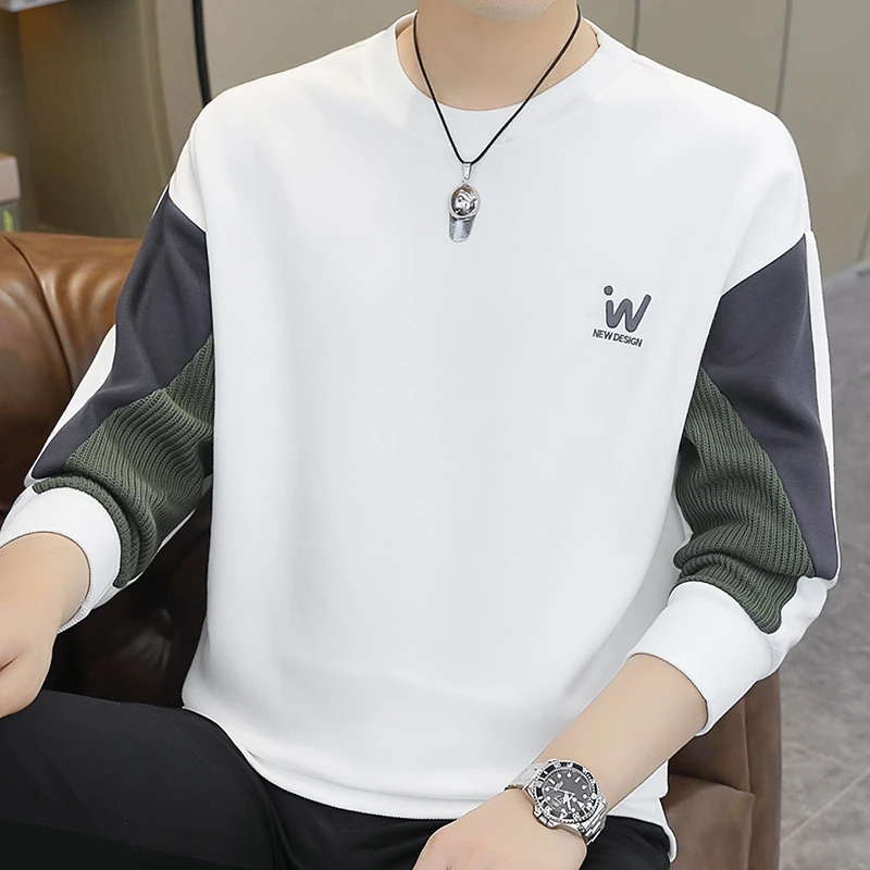 高档卫衣男春秋时尚上衣帅气宽松打底百搭长袖体恤品质男装35852