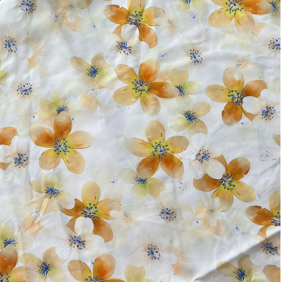 小碎花黄色-高品质精品棉绸---不支持七天无理由退换货