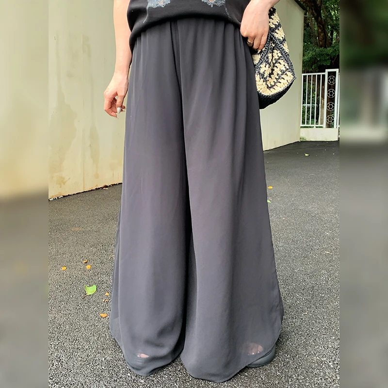 媛子大码网纱薄款裤裙显瘦高腰直筒宽松韩版时尚百搭休闲裤83223