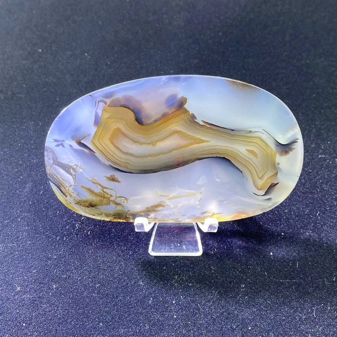 天然玛瑙海洋玉髓水墨画意境高冰透摆件