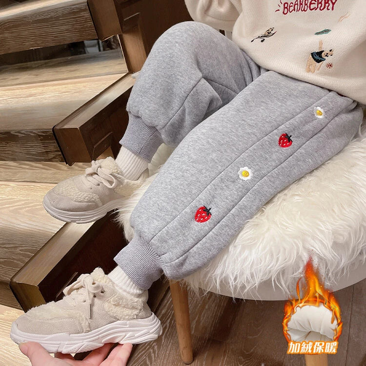 女童加绒裤子秋冬款保暖冬季2023新款加厚宝宝外穿儿童装冬装棉裤