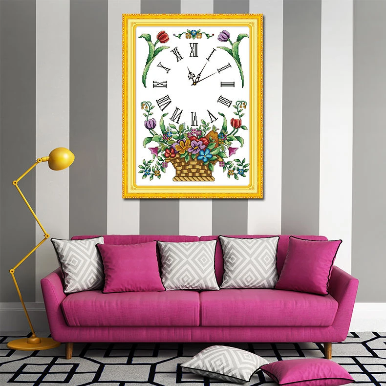 钟表十字绣diy表钟2026新款闹钟客厅刺绣针绣手工时间自己绣批发