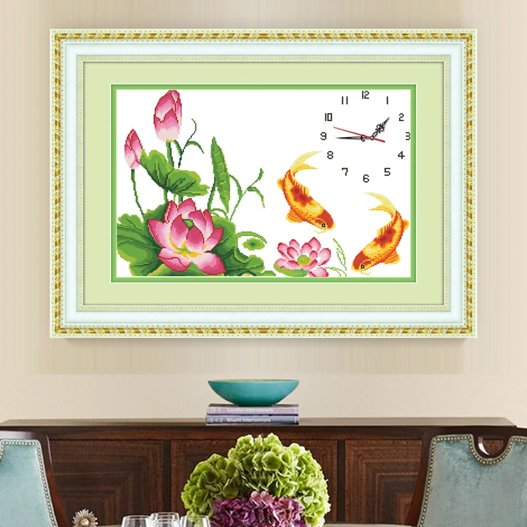 十字绣全绣时间带钟表新款自己绣2025客厅手工清新自然风批发简单