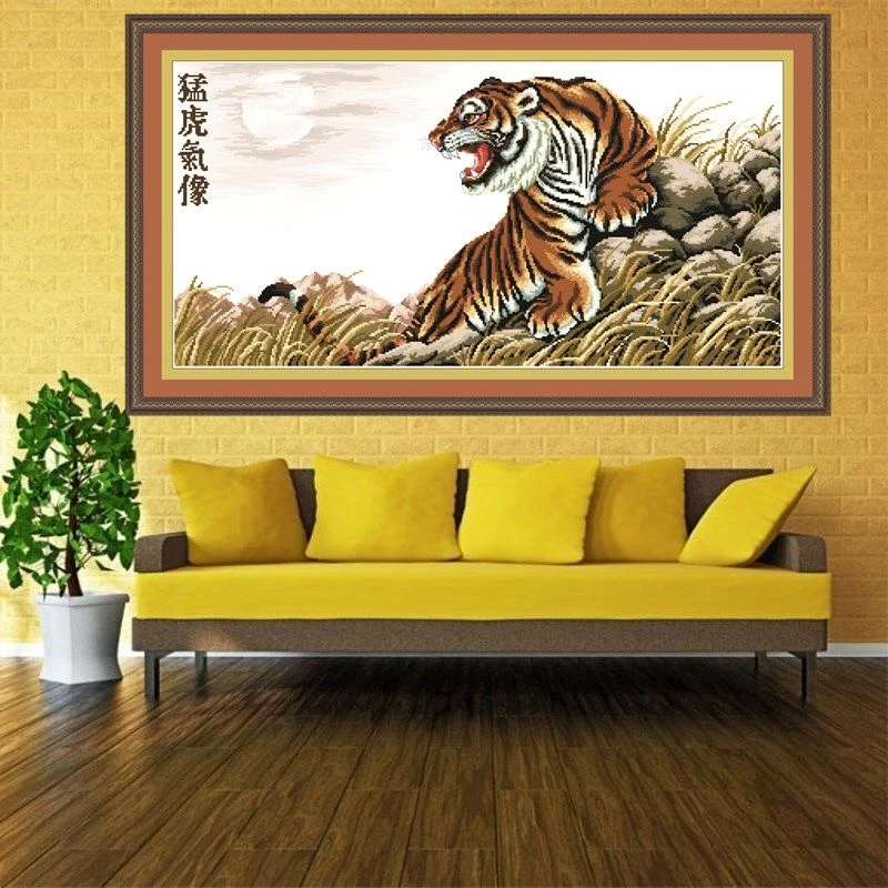 老虎图新款十字绣全绣2025新款动物图案可爱批发线绣小幅手工diy